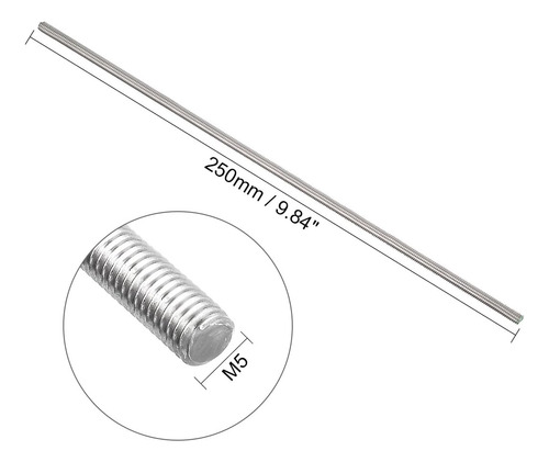Varilla Roscada M5 Acero Inoxidable 304 25cm Longitud Paso 0