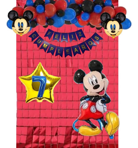 Pack Con Globos De Mickey Mouse Con Estrella Y Numero Mickey Mouse Nro. 7