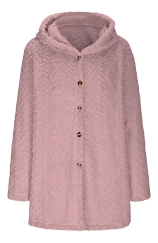 Chaqueta De Punto De Manga Larga Con Capucha De Felpa Para Mujer