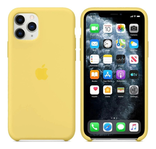 Forro De Silicón Para iPhone 11 Pro Max - Amarillo