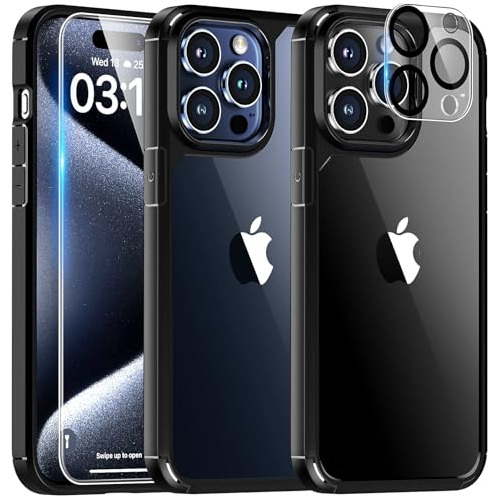 Funda Tauri iPhone 15 Pro Max 6.7 + Protectores - Negro