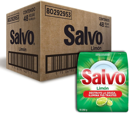 Caja Lavatrastes Salvo Limon De 250 Grs Con 48 Piezas