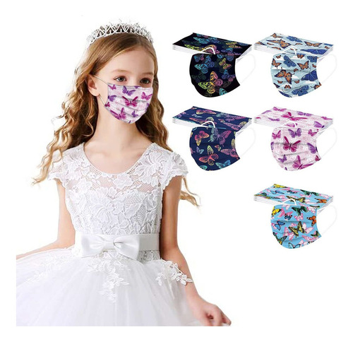 50 Pcs Kids Facemasks Disposable, Christmas Printed Child