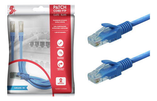 Cabo De Rede Patch Cord Cat6 5+ Alta Qualidade 2 Metros