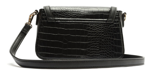 Imagem 4 de 7 de Bolsa Feminina Pequena Transversal Croco Preta - My Shoes
