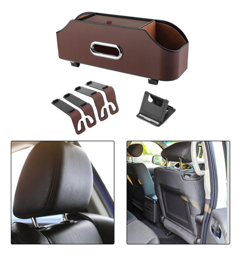 Caja De Almacenamiento Trasera Para Asiento De Marron Oscuro