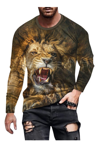 Camiseta F Con Estampado De Leopardo Para Hombre, Estampado