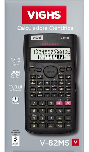 Calculadora Científica V-82ms Preta 240 Funções - Vighs