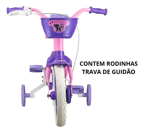 Bicicleta Infantil Aro 12 Nathor Cat Violeta Menina 2-5 Anos