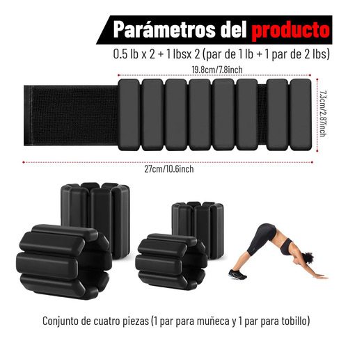 2pcs Polainas Para Tobillo Y Muñecas 2x1lb, Plysdi Pesas