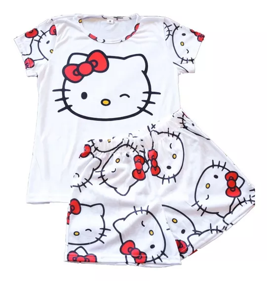 Pijama Conjunto Hello Kitty Remera + Short | Gato Cat Gatito