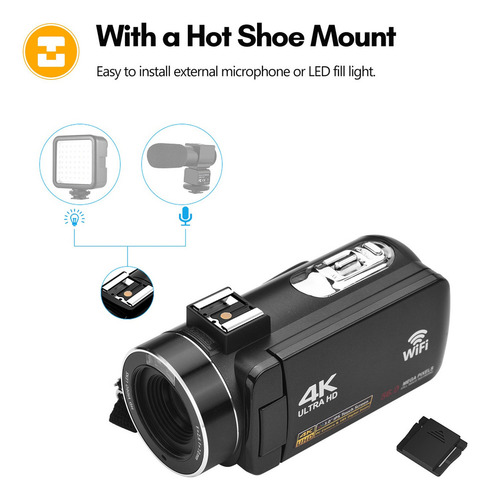 Cámara De Vídeo Digital 4k Wifi Videocámara Grabadora Dv