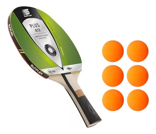 Paleta Tenis Mesa Sunflex Plus A13 Con Pelotas Ping Pong