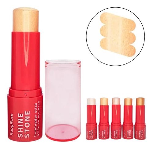 Iluminador Bastão Stick Shine Stone Ruby Rose Brilho Intenso