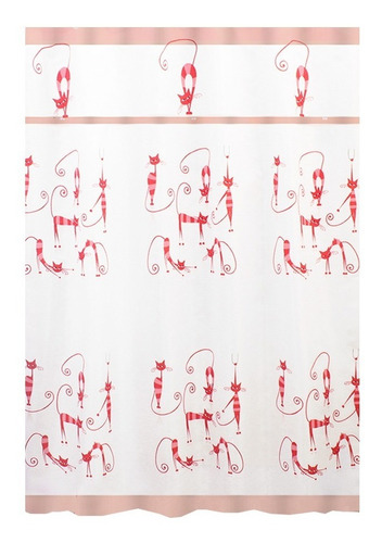 Cortina De Baño Tela Jacquard Lino Cats Pink Color Cat´s Pink