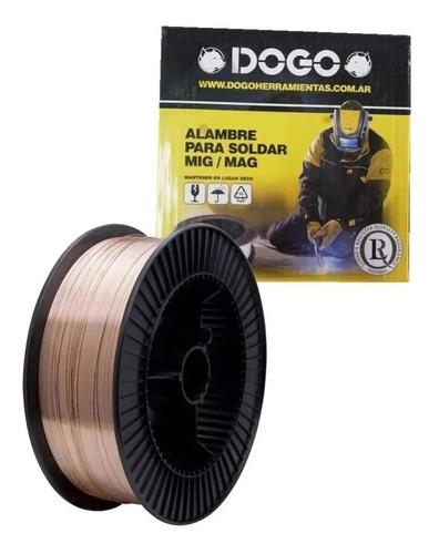 Alambre Soldadora Mig Macizo Dogo Co2 0,6mm Rollo 5kg P Gas