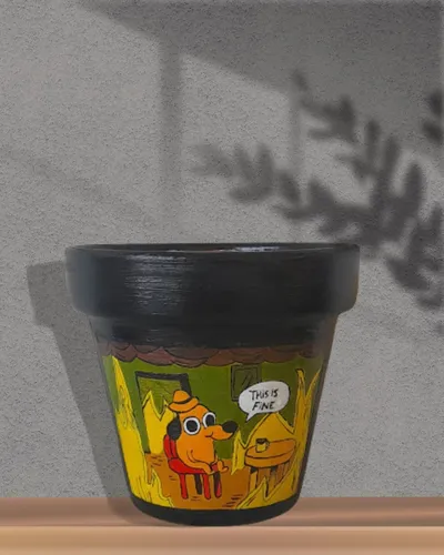 Maceta De Barro Pintada A Mano N°12- Arrayan