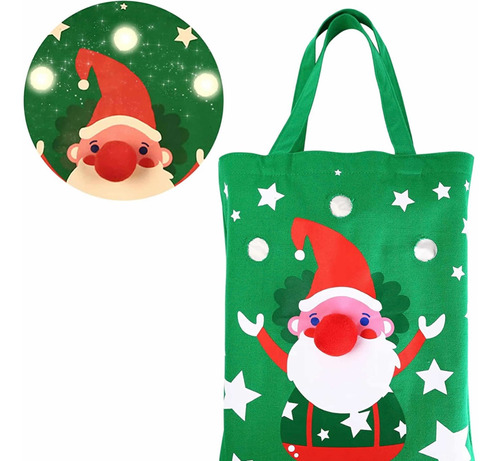 10 Bolsas Multiuso Dulces Tote Bag Luces Santa Navideña