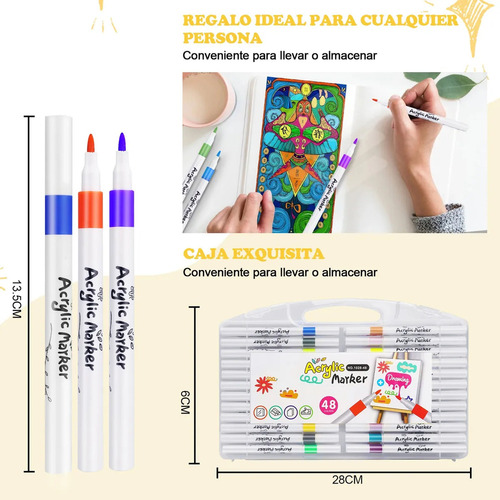 Et Rotulador Acrílico Con Punta De Pincel De 48 Colores