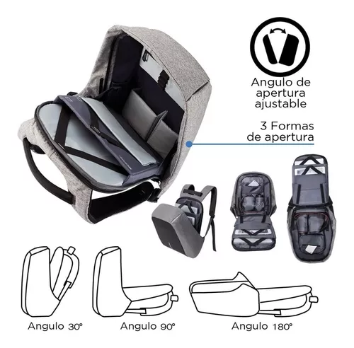 Mochila antirrobo para portátil con carga USB compatible con portátil de  15.6 pulgadas con bloqueo incluido., Negro