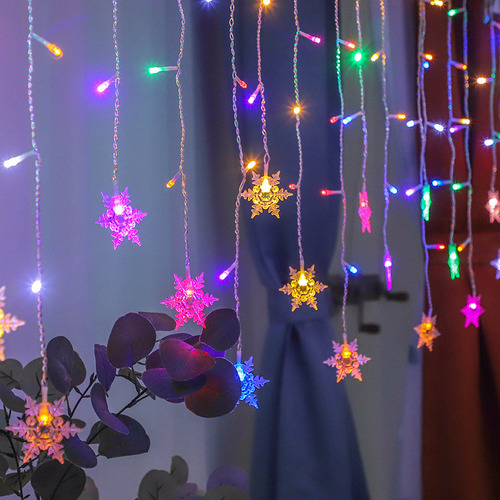F 4x0.6 M Copo De Nieve Luces 96leds Luz De Cortina Interior
