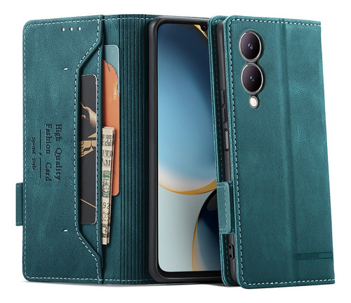 For Vivo Y17s Pu Wallet Magnetic Clasp Card Slot Stand Case