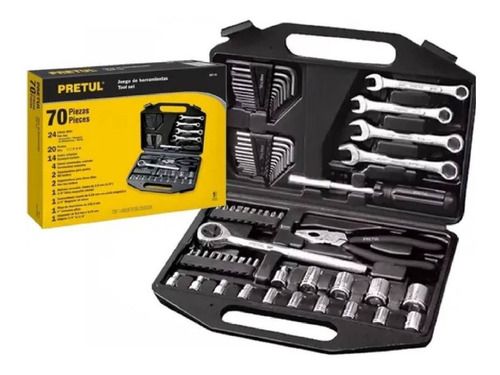 Juego Kits Tubos Y Llaves 70 Piezas Pretul Set-70 Estuche