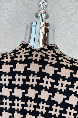 Poncho Capa Chal Tejido Stretch Pata De Gallo Elegante Maxi