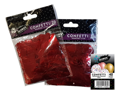 Confetti Metalizado Corazon (20g) X2 Color Rojo
