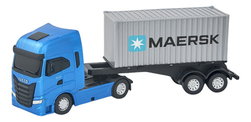 Caminhão Brinquedo Criança Réplica Contêiner Maersk Iveco Carreta Miniatura S-way Toco Container 1:30