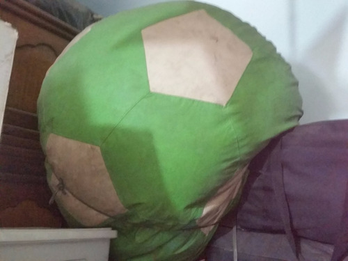 Puff Pufe Bola Futebol Com Enchimento Verde+creme G Courino 