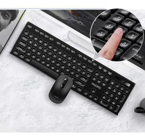 Teclado Sem Fio E Mouse Pente 2.4ghz Teclado Sem Fio Preto