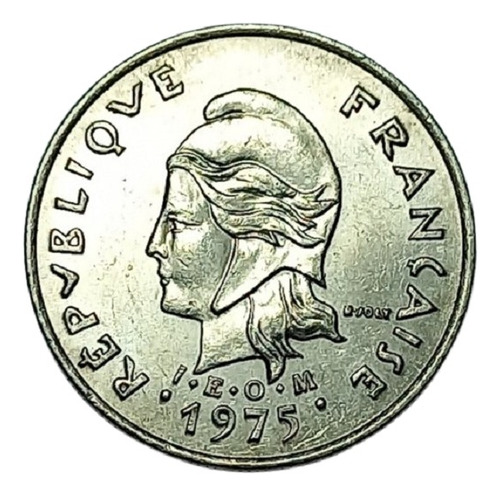 Polinesia Francesa - 10 Francs 1975 - Km 8 (ref C1)
