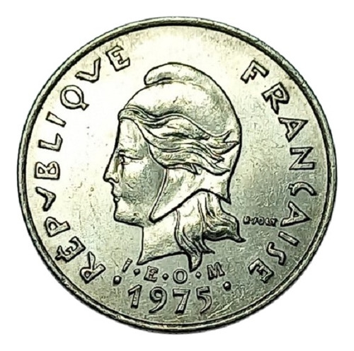 Polinesia Francesa - 10 Francs 1975 - Km 8 (ref C1)