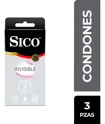 comprar Sico® Invisible, Condones Extra Delgados, caja de 3 pzas