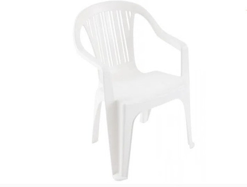 Silla Sillon Plastico Aplilable Jardin Apoya Brazos Color Blanco Titan