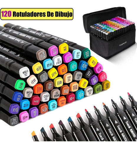 R 120 Colores De Pinceles De Doble Punta Pinceles De