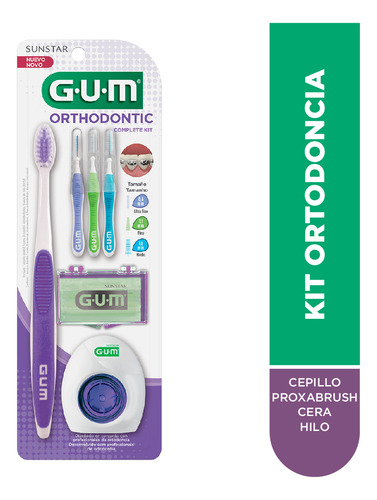 Gum Kit Ortodoncia Cepillo + Interdental + Cera + Hilo