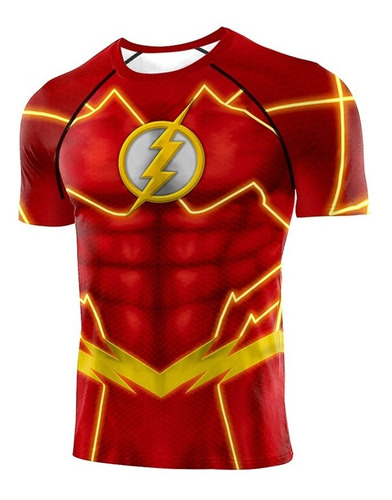 Camisa De Compresión Masculina De Entrenamiento The Flash 3d