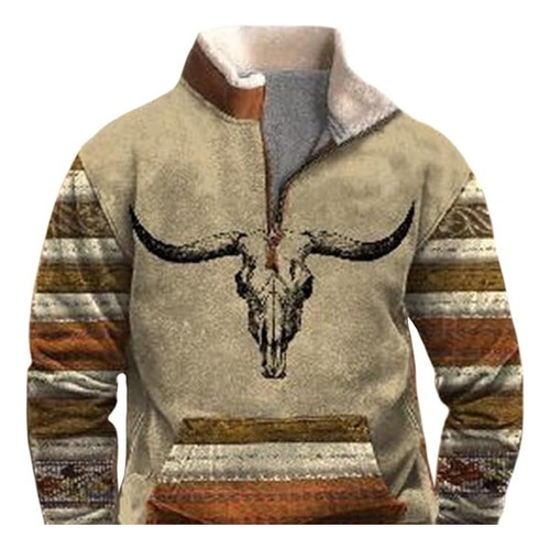 3d Digital Print High Neck Half Zipper Sweater