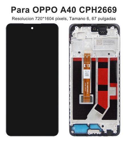 Okbichi Pantalla Para Oppo A40 / A58 4g Con Marco Cph2577/2669/3669