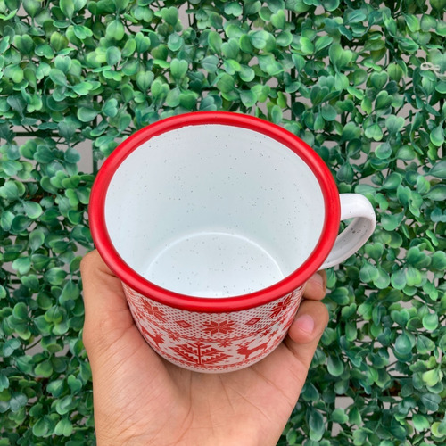 Imagen 4 de 5 de Taza Peltre Regalo Navidad - Tejido Navideño