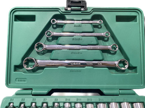 Jogo Soquete 1/4 3/8 Chaves Torx 35 Peças Sata Cor Verde