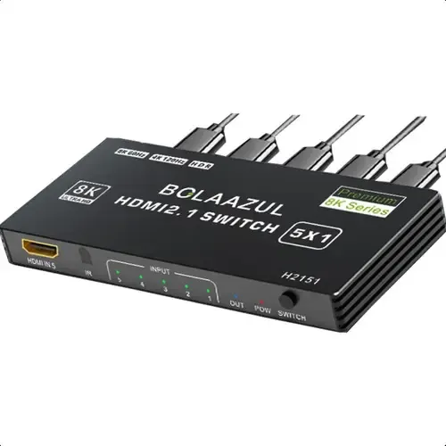 Switch HDMI 2.1 4K 120Hz - 4 Ports Pour PS5/Xbox Series X/PC | 8K 60Hz, HDR, Dolby Vision | Avec Télécommande