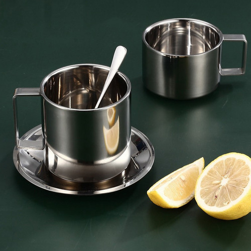 Tazas De Café Capuchino De Acero Inoxidable De Doble Pared I
