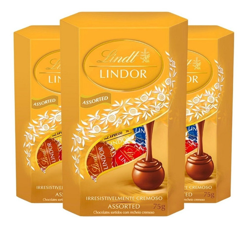 Lindt Lindor Bombones Surtidos 75 Gr. Origen Suizo X3