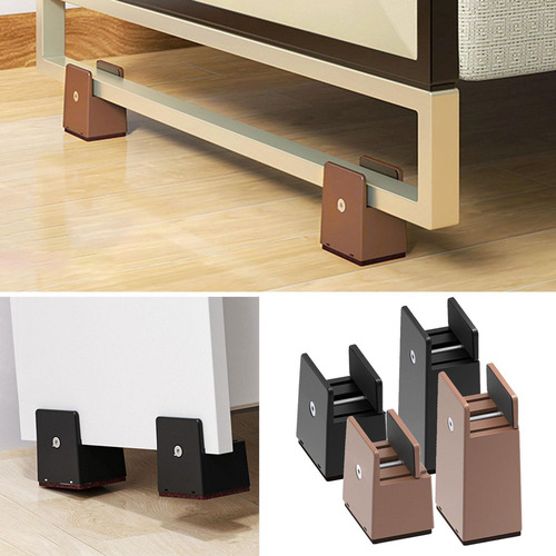4x Elevadores De Patas De Cama Extensores Altura 5 Cm Negro