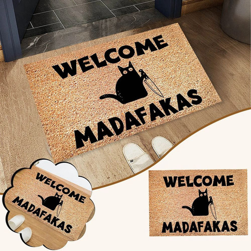 ./dark Cat Welcome Madafakas Full Print Doormat