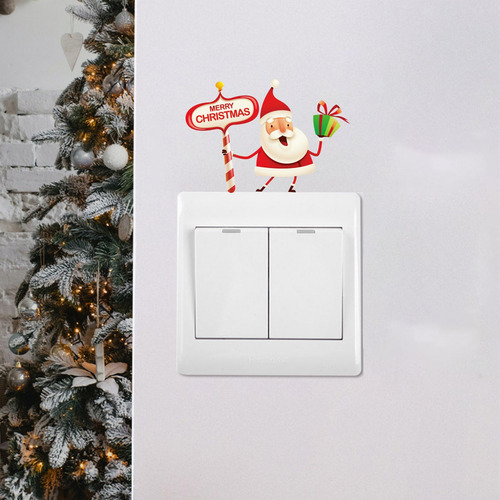 Pegatinas Navideñas De Papá Noel De Pvc Esmerilado Con Forma