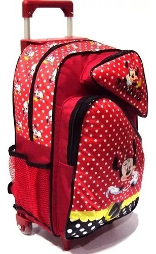 Mochila Escolar Minnie Mouse Bolinhas Tam G Rodinhas Meninas Cor Vermelho